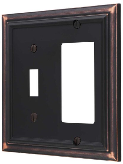 Georgian Toggle/GFI Combination Switch Plate in Aged Bronze.